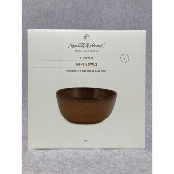 Gold Matte Stoneware Mini Bowls Set Of 4 Hearth and Hand Magnolia Dessert Snack - Picture 2 of 9